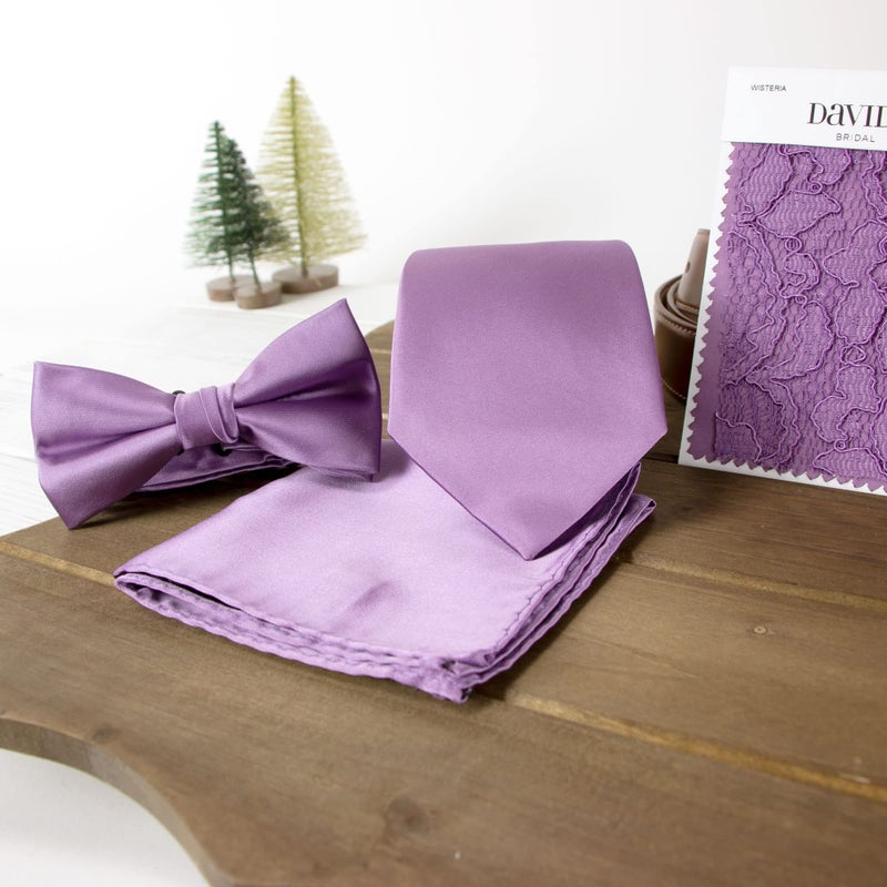 Spring Notion Men's Solid Color Satin Microfiber Tie, Regular Dusty Wisteria - Image 4